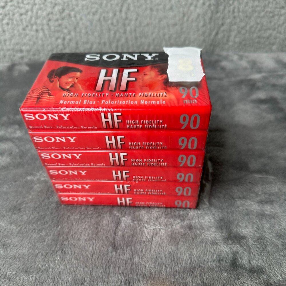 Sony HF 90 Min Audio Cassette Tapes Sealed 6-Pack High Fidelity‎ Normal Bias